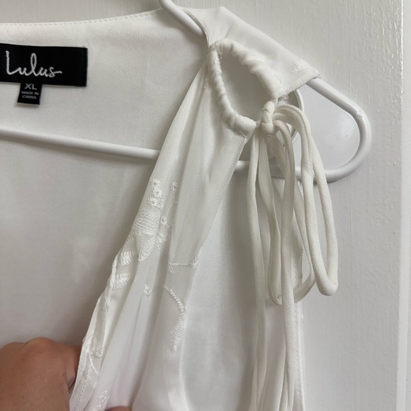 Lulus Time Well Spent White Maxi Dress Sz XL Embroidered Button Front Sleeveless - Picture 7 of 16